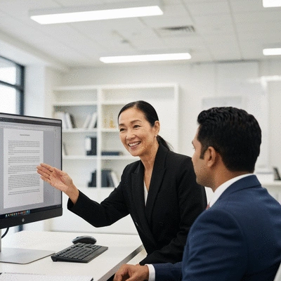 Legal professional advising a client, showing support and guidance, no text, no words, no typography
