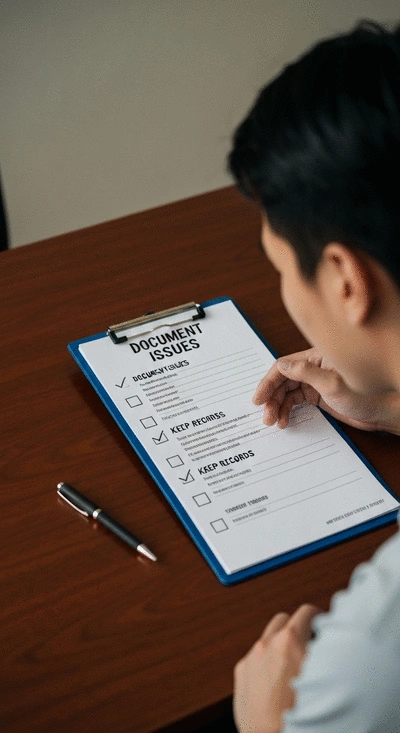 Detailed checklist on a clipboard with a pen, depicting documentation and communication