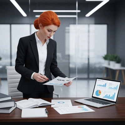 Professional woman reviewing documents related to equal pay in an office setting