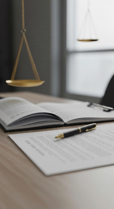 Close-up of legal documents and a pen on a desk, representing detailed case preparation