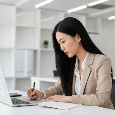 Person taking notes or typing on a laptop, representing documentation of communication with landlord