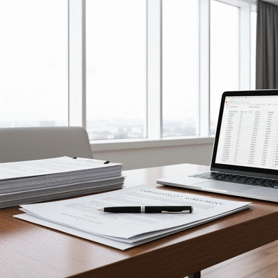 Modern office setting with legal documents and a pen, symbolizing employment law decisions