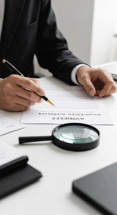 Person reviewing legal documents with a pen, representing ATE insurance benefits